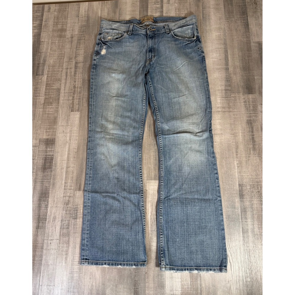 Y2K BKE Mens Bootcut Jeans 34 Regular Medium Wash Vintage Denim Baggy (34x32)